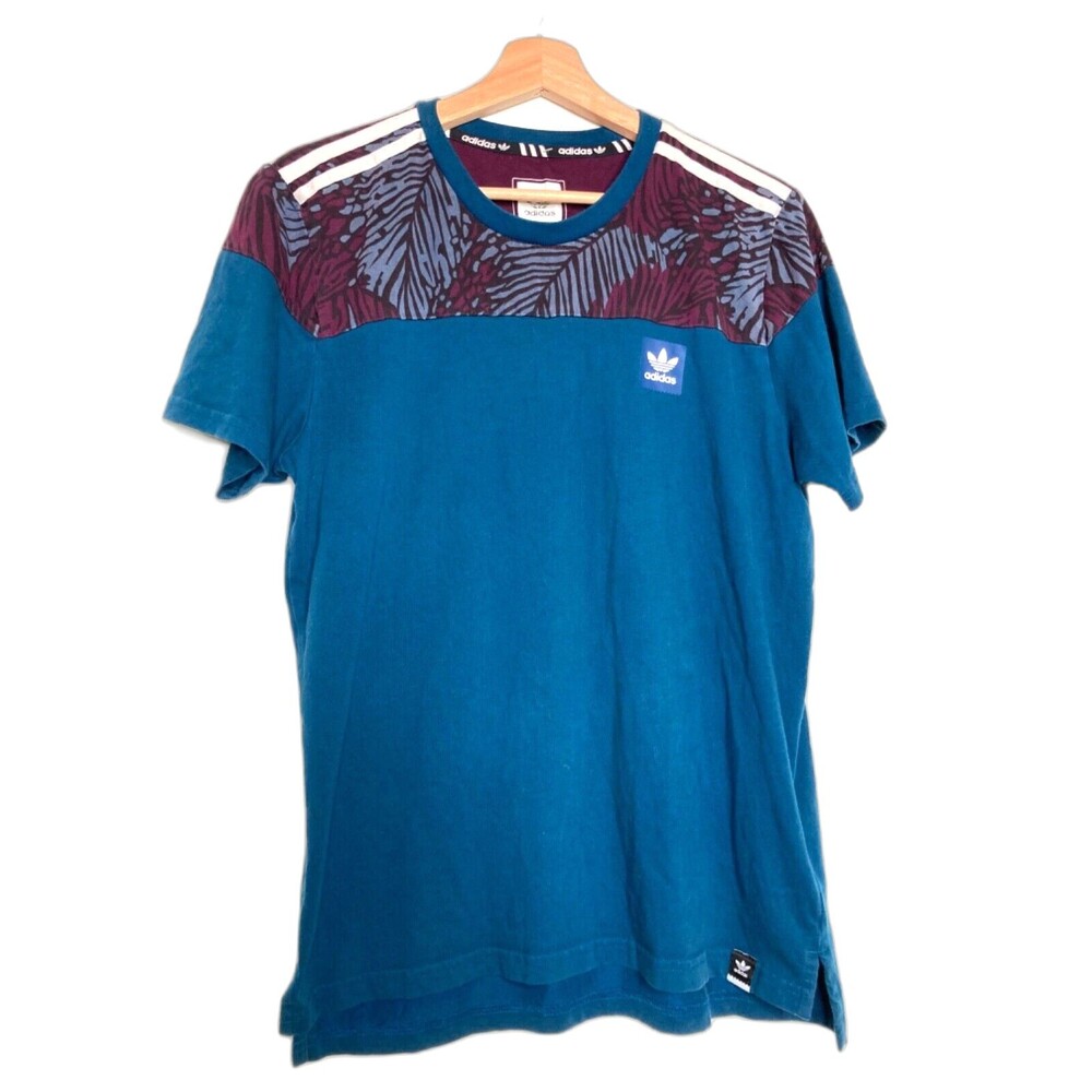 Adidas Men's Size Medium BB  Block Tee Shirt Climalite Blue Short Sleeve M